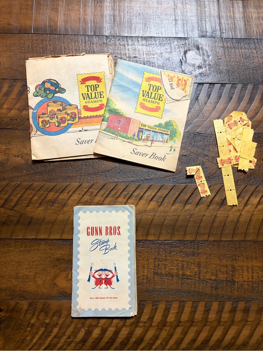 Vintage Top Value & Gunn Bros Stamp Saver Books Partially Filled